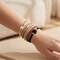 Wrapables Boho Hair Tie Bracelets for Women, No Damage Elastic Hair Bands, Hair Accessories for Thick and Thin Ponytails (20pcs), Pearls Neutral